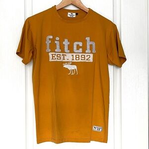 Vintage Y2K Mens A&F Mustard Yellow Streetwear Embroidered Casual Crew Neck Sz L